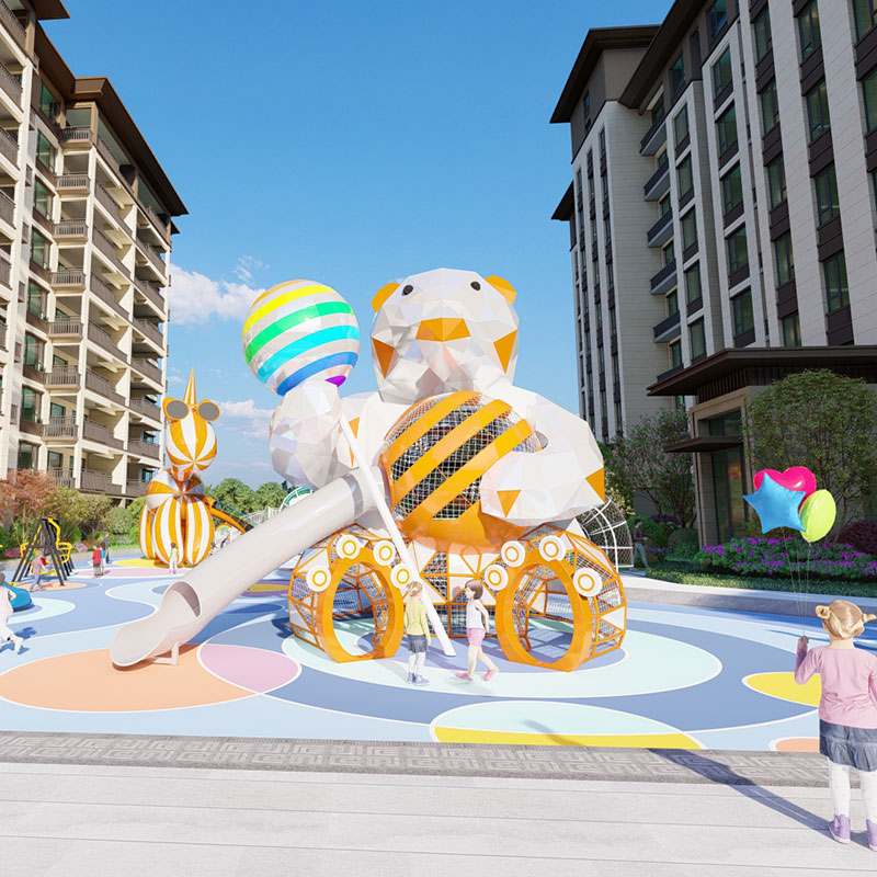 Parque Infantil Con Toboganes Personalizados,Fábrica De Parques Infantiles Al Aire Libre Personalizados