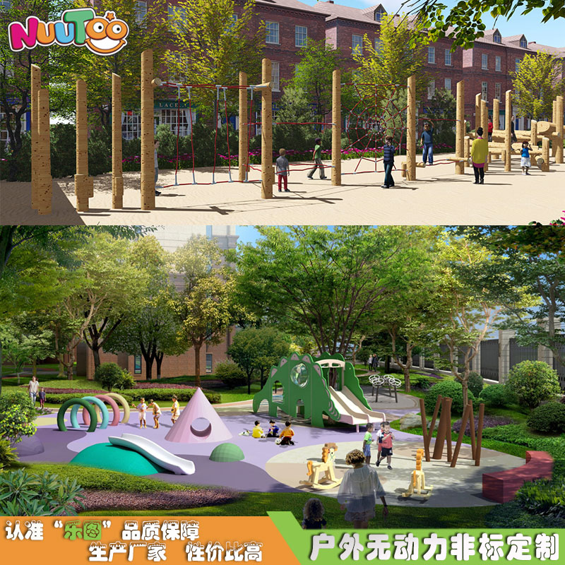 Parque combinado de madera al aire libre Tobogán para niños Juego de madera para niños
