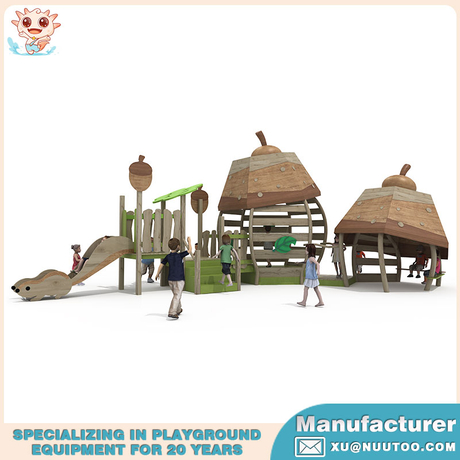 Equipo de tobogán combinado para niños de parque infantil de madera