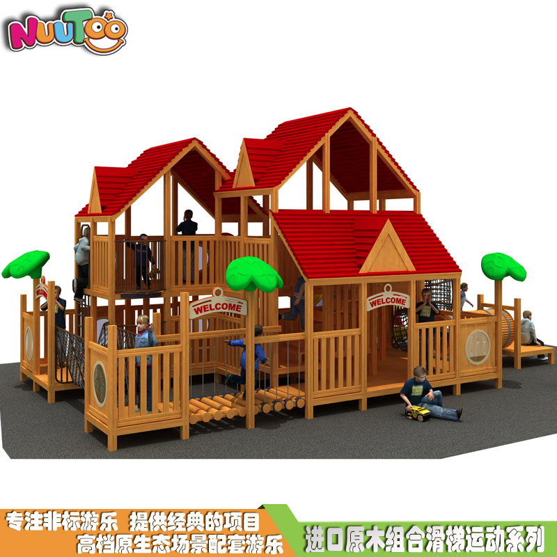 Tobogán combinado para niños Tobogán combinado para exteriores Tobogán combinado de madera equipo de juego LT-ZH006