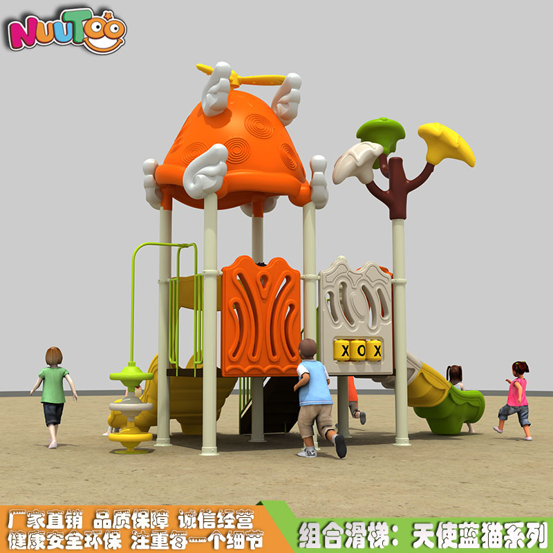 Toboganes combinados para niños Instalaciones de juego al aire libre Little Dr. Angel Blue Cat Series LT-HT016